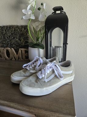 Vans Classic Sage Green Suede Skate Sneakers with White Stripe